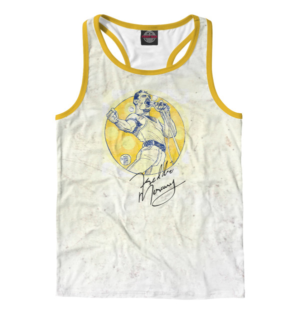 Мужская майка-борцовка с изображением Фредди Меркьюри цвета Р‘РµР»С‹Р№