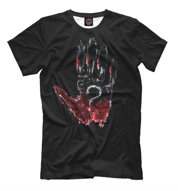 Мужская футболка с изображением Bloody Hand цвета Черный