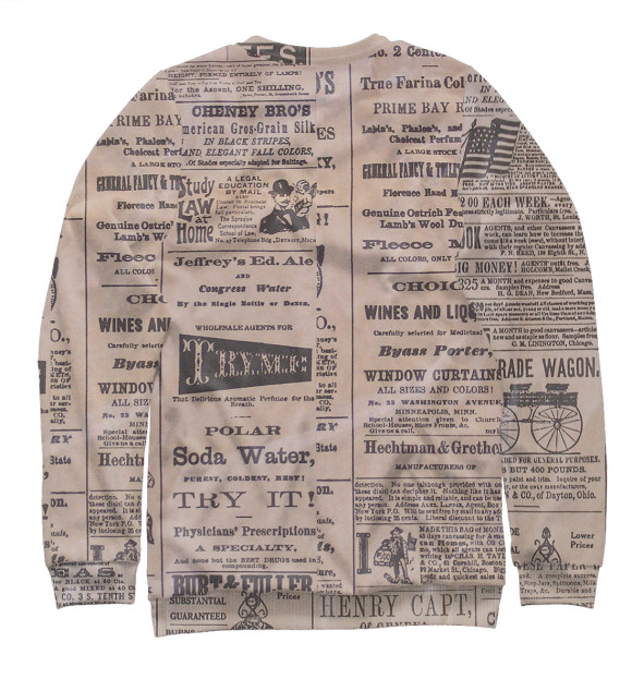 Женский свитшот с изображением Vintage Newspaper цвета Белый