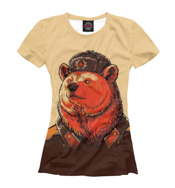 Женская футболка с изображением Медведь СССР цвета Белый
