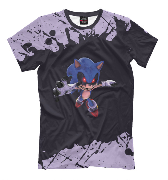 Мужская футболка с изображением Sonic Exe цвета Белый