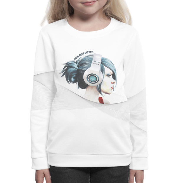 Свитшот для девочек с изображением Drum and Bass цвета Белый