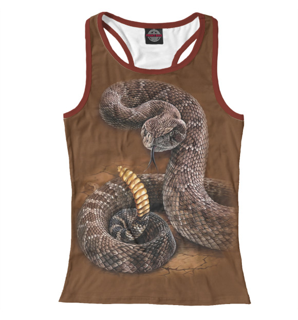 Женская майка-борцовка с изображением Гремучая змея цвета Белый