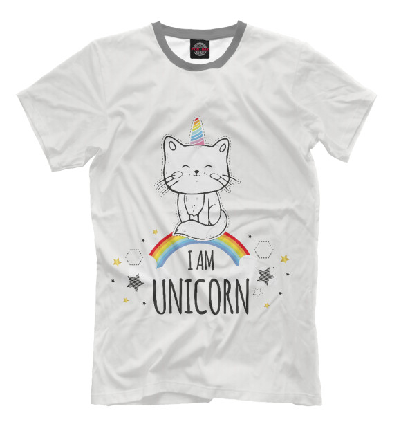 Футболка для мальчиков с изображением Unicorn Cat цвета Молочно-белый