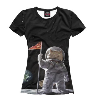 Женская футболка кот на луне