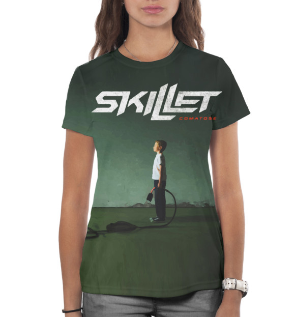 Женская футболка с изображением Skillet цвета Белый