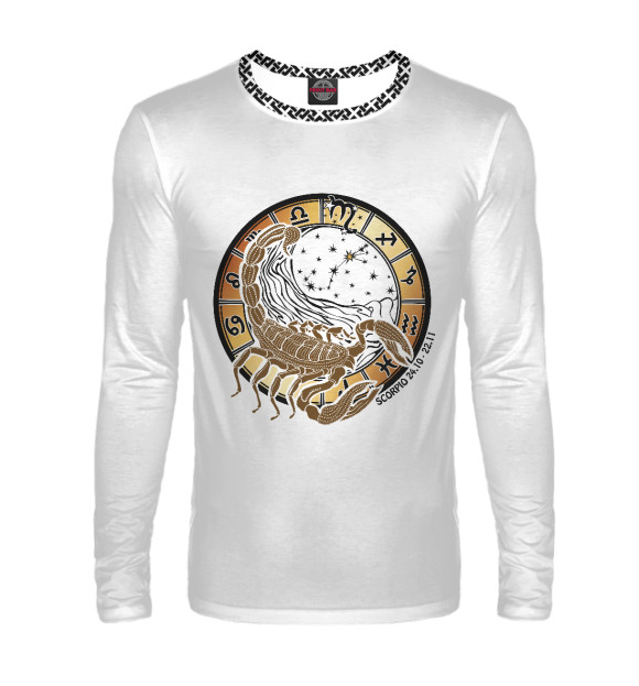 Мужской лонгслив с изображением Скорпион цвета Белый