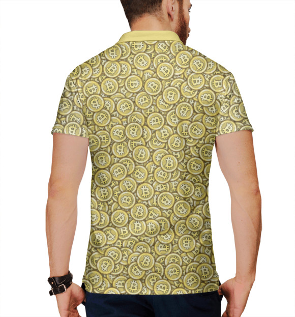 Мужское поло с изображением Биткоины цвета Белый