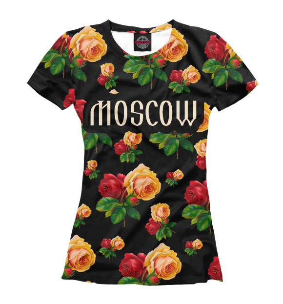 Женская футболка с изображением Москва цвета Белый