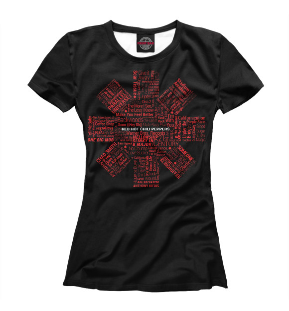Женская футболка с изображением Red Hot Chili Peppers Logo цвета Белый