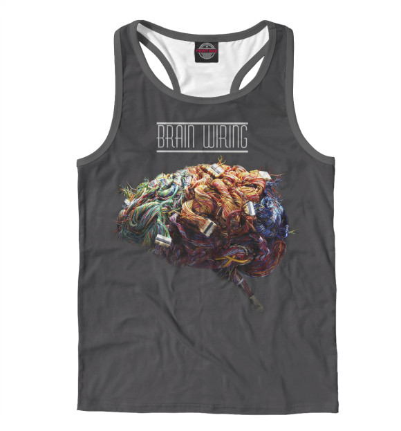 Мужская майка-борцовка с изображением Brain Wires цвета Белый