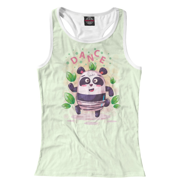 Женская майка-борцовка с изображением Панда dance цвета Белый