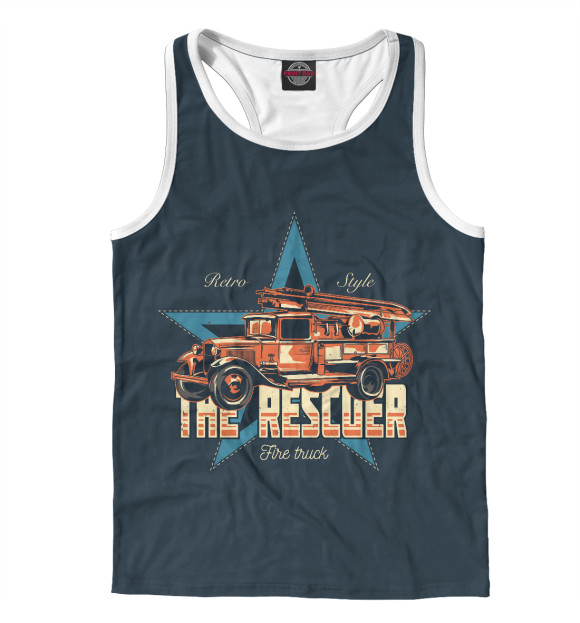 Мужская майка-борцовка с изображением Старая пожарная машина цвета Белый