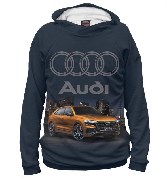 Мужское худи с изображением Audi цвета Белый