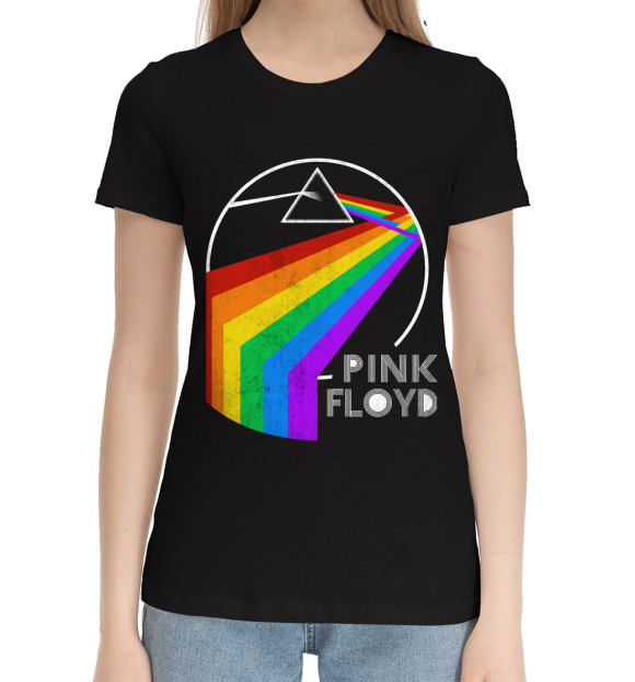 Женская хлопковая футболка с изображением Pink Floyd цвета Черный