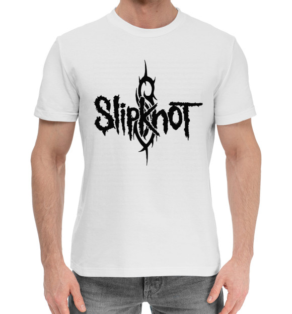 Мужская хлопковая футболка с изображением Slipknot цвета Белый