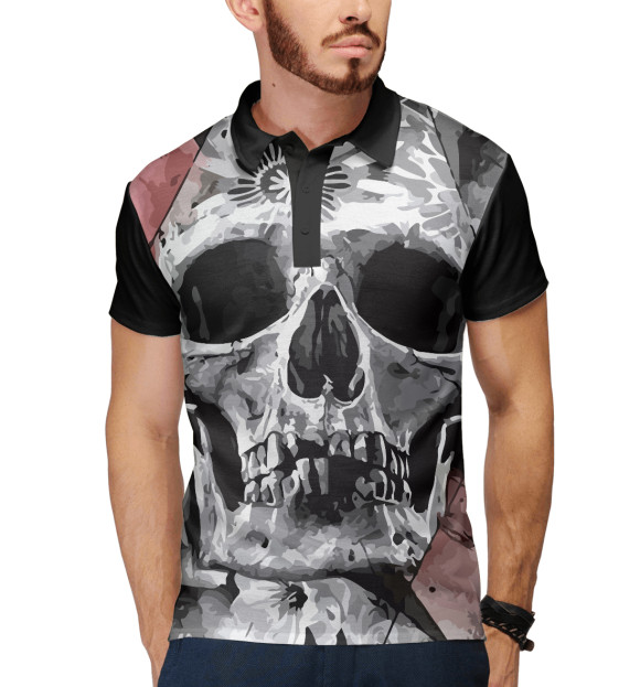 Мужское поло с изображением Skull цвета Белый