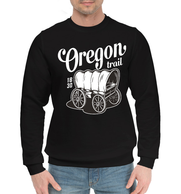 Мужской хлопковый свитшот с изображением Вестерн цвета Черный