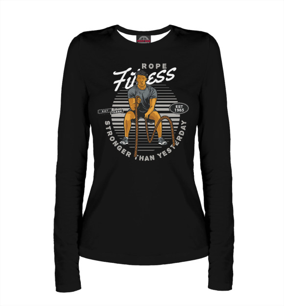 Женский лонгслив с изображением Фитнес, канаты, силовые цвета Белый