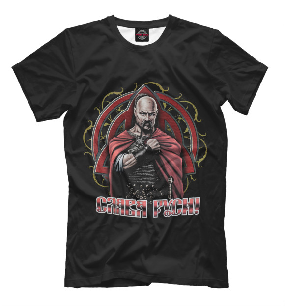 Мужская футболка с изображением Князь Святослав цвета Черный