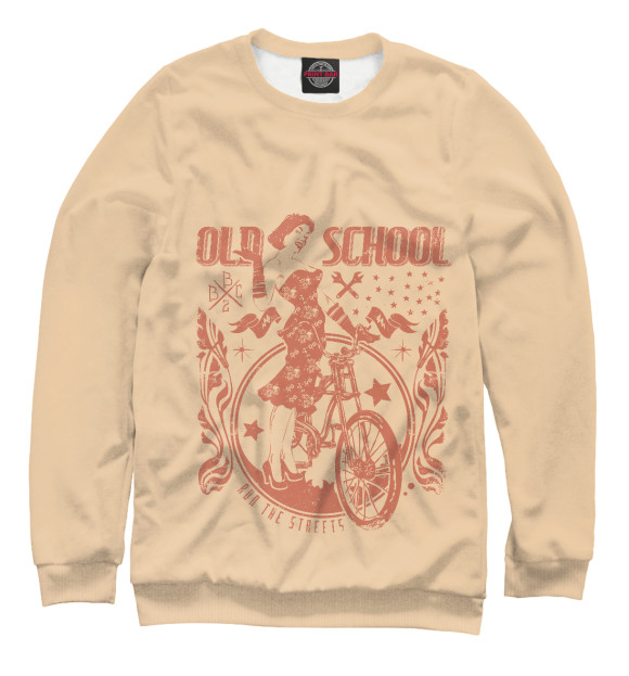 Мужской свитшот с изображением Old School Lady цвета Белый