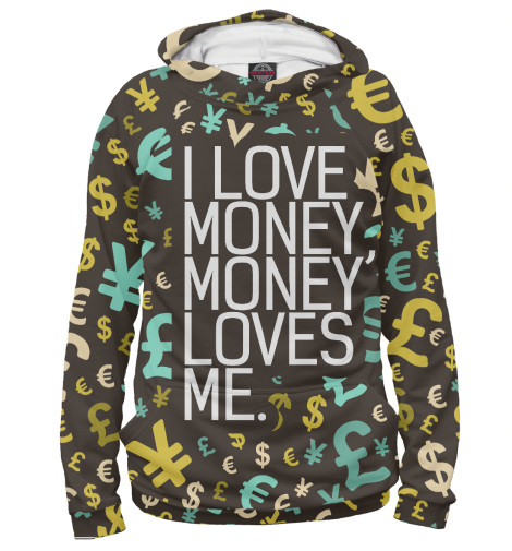 

Худи Print Bar, Белый, I love money
