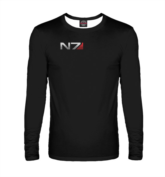 Мужской лонгслив с изображением Эмблема N7 цвета Белый