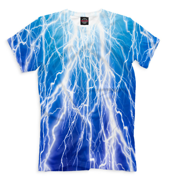 Мужская футболка с притом Молния цвета Грязно-голубой Мужская футболка с изображением Молния цвета Грязно-голубой