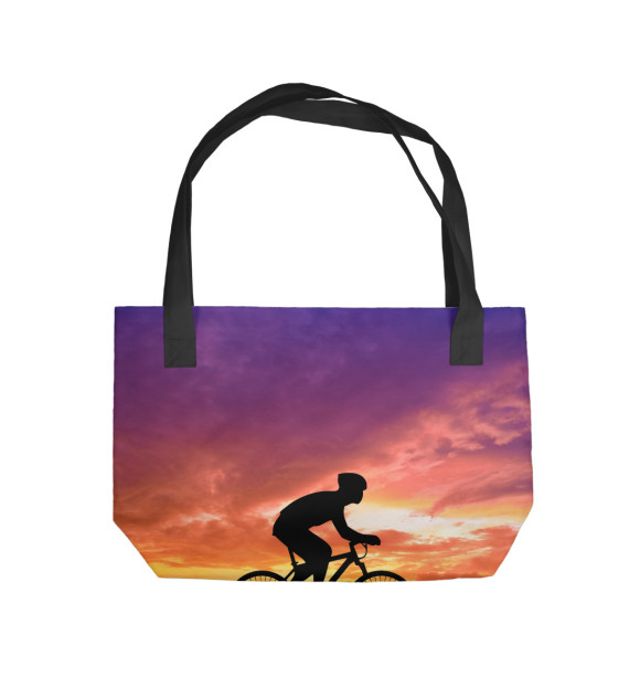 Пляжная сумка с изображением Велосипед на закате цвета 