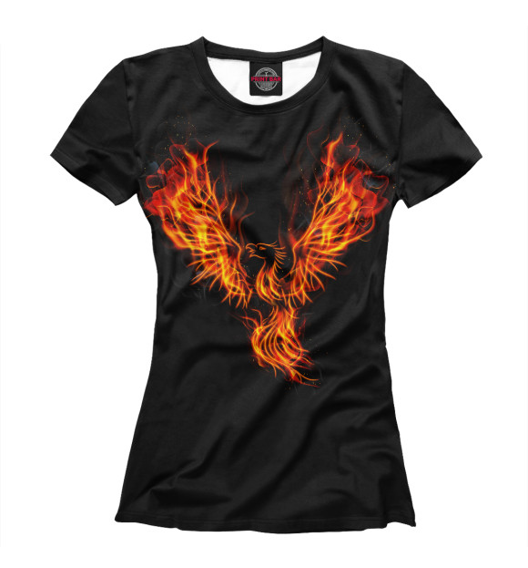 Женская футболка с изображением Огненный феникс цвета Р‘РµР»С‹Р№
