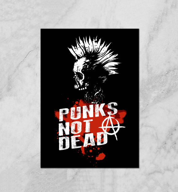 Плакат с изображением Punks not dead цвета Белый