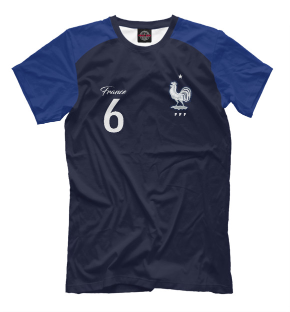 Мужская футболка с изображением Поль Погба - Сборная Франции цвета Черный