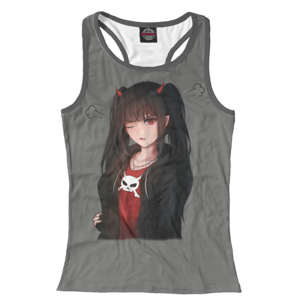 Женская майка-борцовка с изображением Девочка аниме цвета Белый
