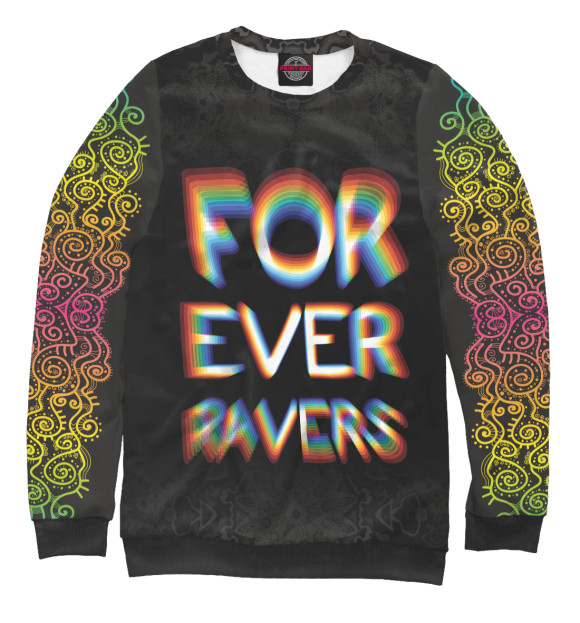 Мужской свитшот с изображением Forever Ravers цвета Белый