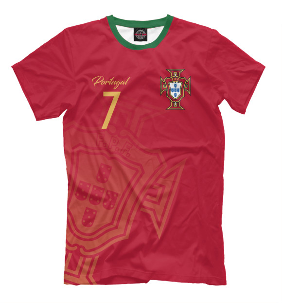 Мужская футболка с изображением Криштиану Роналду - Сборная Португалии цвета Темно-розовый