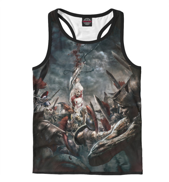 Мужская майка-борцовка с изображением God of War цвета Белый