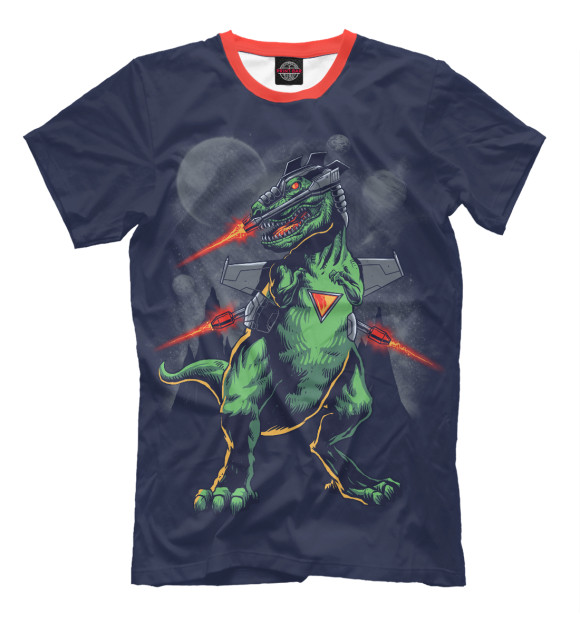 Мужская футболка с изображением Звездный динозавр цвета Черный