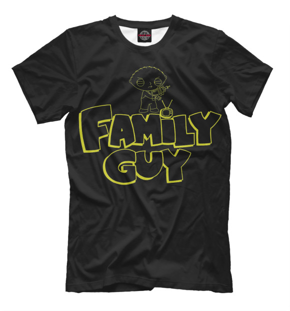 Мужская футболка с изображением Гриффины и маленький Стьюи цвета Черный