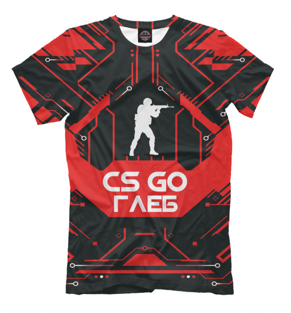 Мужская футболка с изображением Глеб в стиле CS GO цвета Черный