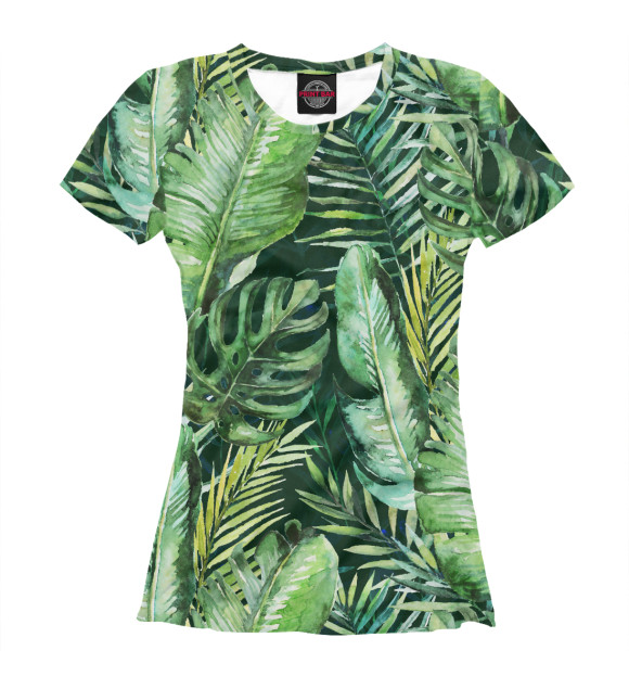 Женская футболка с изображением Тропические пальмы цвета Белый