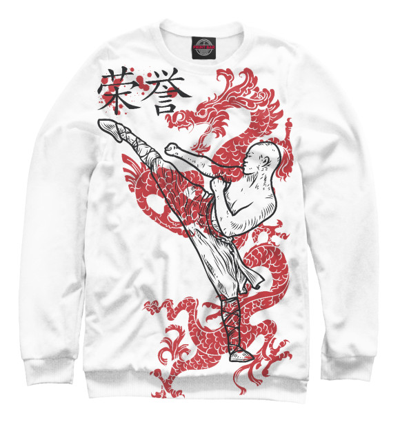 Мужской свитшот с изображением Shaolin Monk цвета Белый