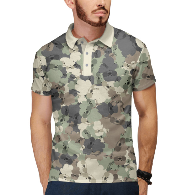 Мужское поло с притом Камуфляж с уточками Lalafan цвета Белый Мужское поло с изображением Камуфляж с уточками Lalafan цвета Белый