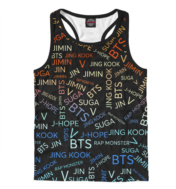 Мужская майка-борцовка с изображением BTS цвета Белый