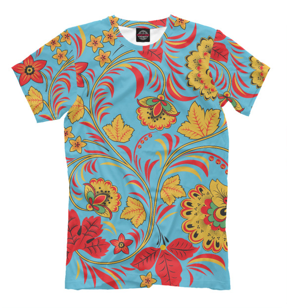 Футболка для мальчиков с притом Хохлома цвета Молочно-белый Футболка для мальчиков с изображением Хохлома цвета Молочно-белый