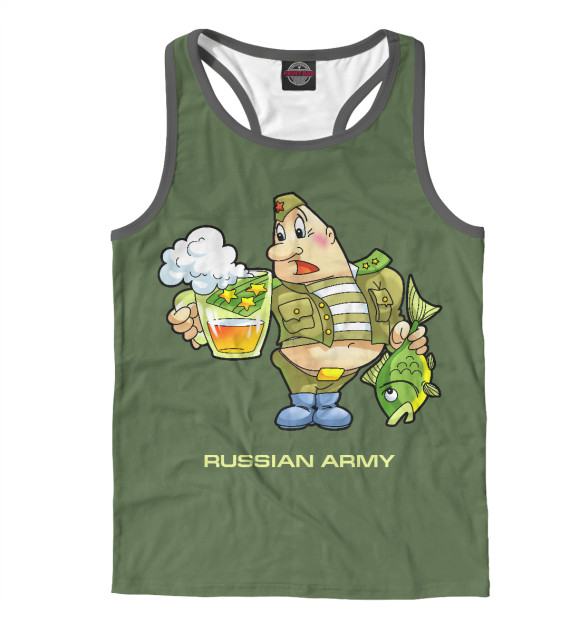 Мужская майка-борцовка с изображением Армия России, настоящий полковник цвета Белый