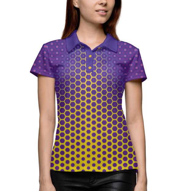 Женское поло с изображением психоделическая мозайка цвета Белый