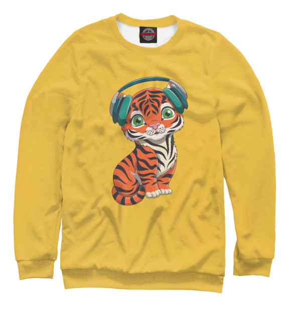 Свитшот для мальчиков с изображением Music Tiger цвета Белый