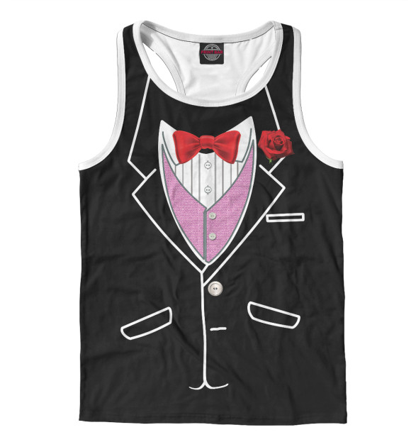 Мужская майка-борцовка с изображением Смокинг цвета Белый