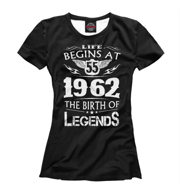 Женская футболка с изображением 1962 - рождение легенды цвета Белый