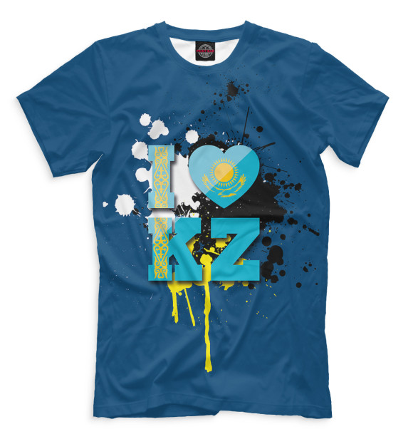 Мужская футболка с изображением I LOVE KZ цвета Грязно-голубой